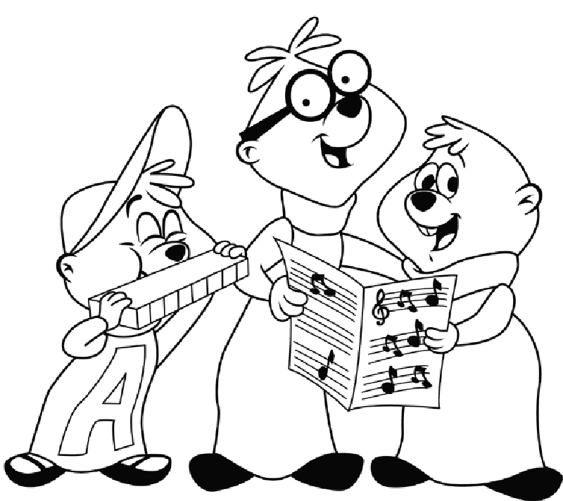 The Chipmunks Free Coloring Page