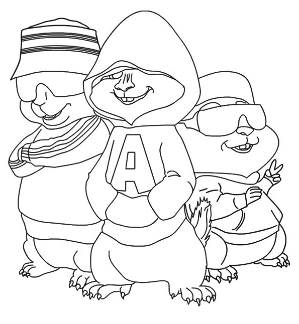 The Chipmunks HipHop Coloring Pages