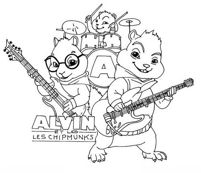 The Chipmunks Printable Coloring Page