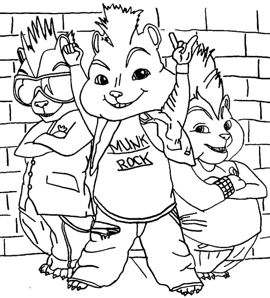The Chipmunks Rock Coloring Page