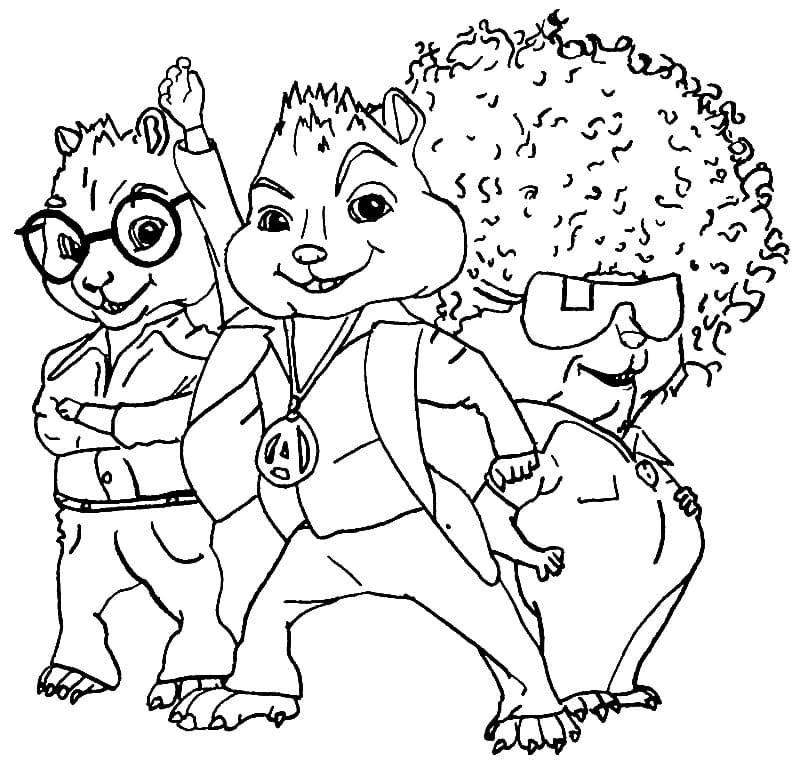The Chipmunks on stage Coloring Page