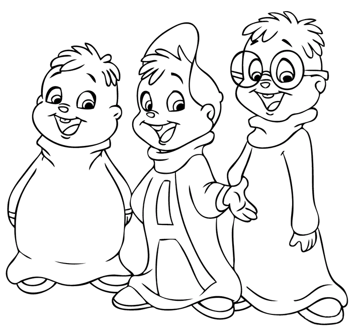 Theodore, Alvin, Simon Coloring Pages