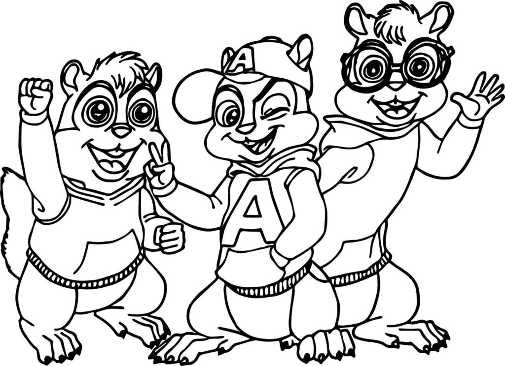 Theodore, Alvin and Simon Coloring Pages