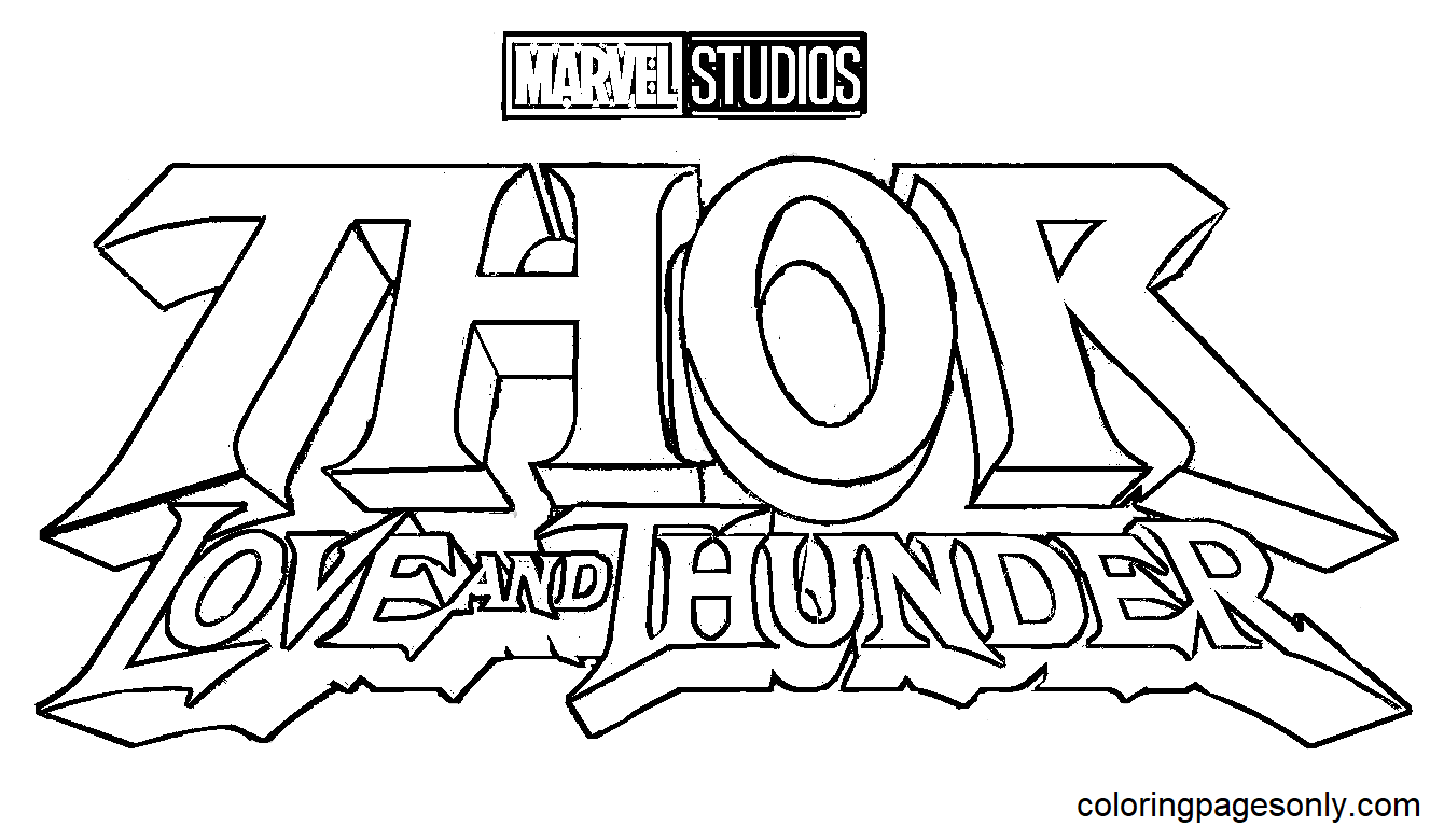 Thor Love and Thunder logo Coloring Page