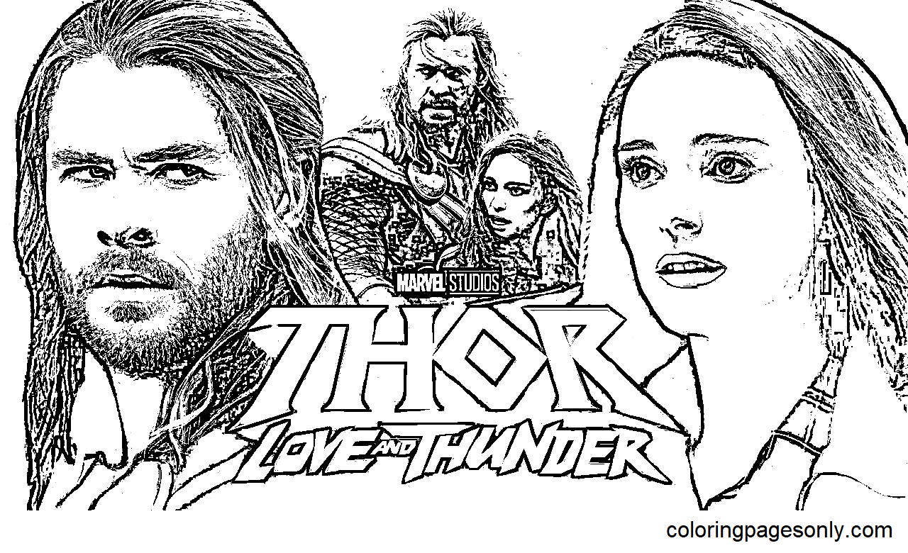 Thor Love and Thunder Coloring Page