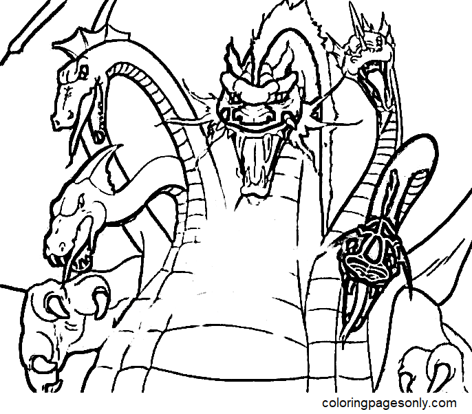 Tiamat from Dungeons & Dragons Coloring Page