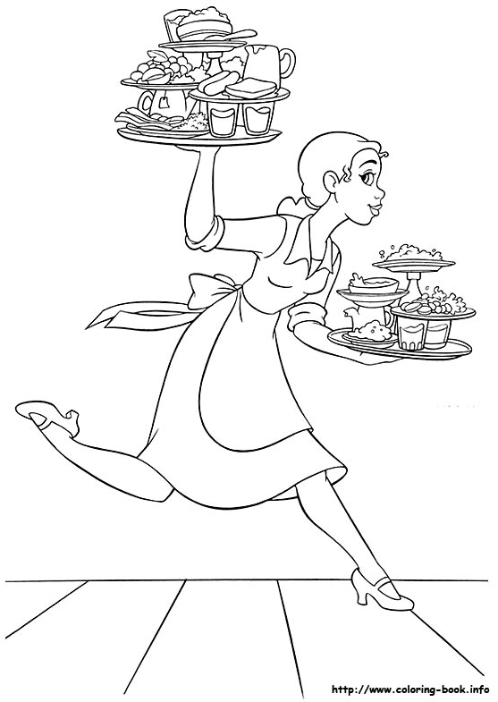 Tiana waiter Coloring Page