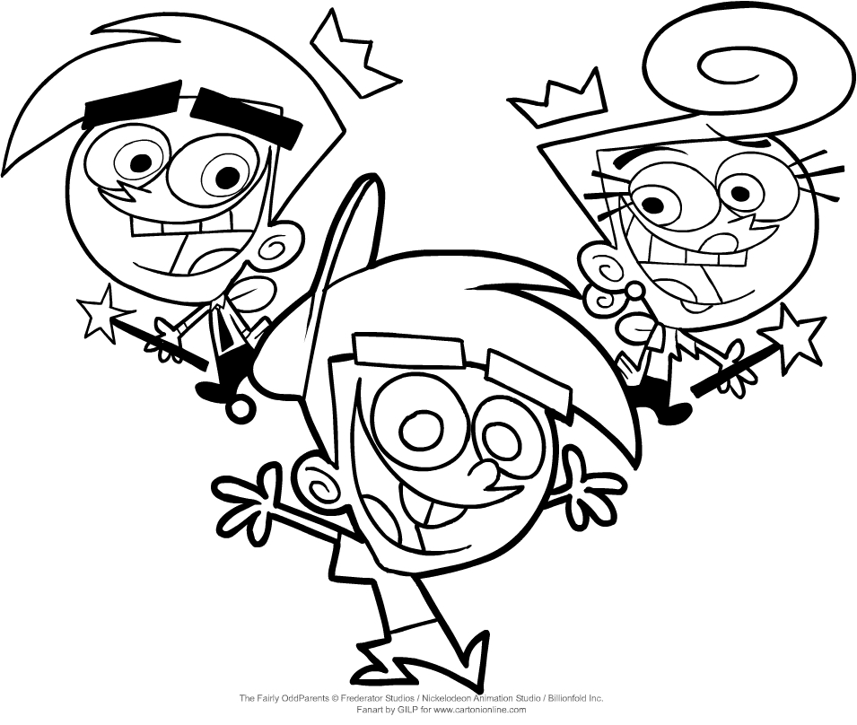Timmy Turner, Cosmo, Wanda Coloring Page