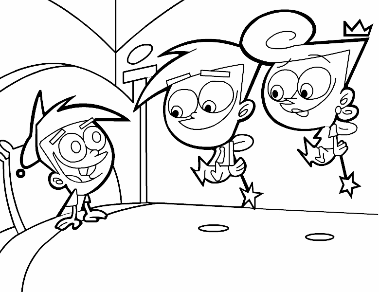 Timmy Turner, Cosmo and Wanda Coloring Page