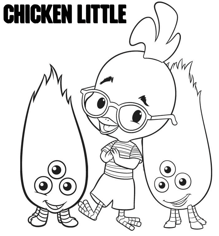 Tina, Chicken Little and Melvin Coloring Page