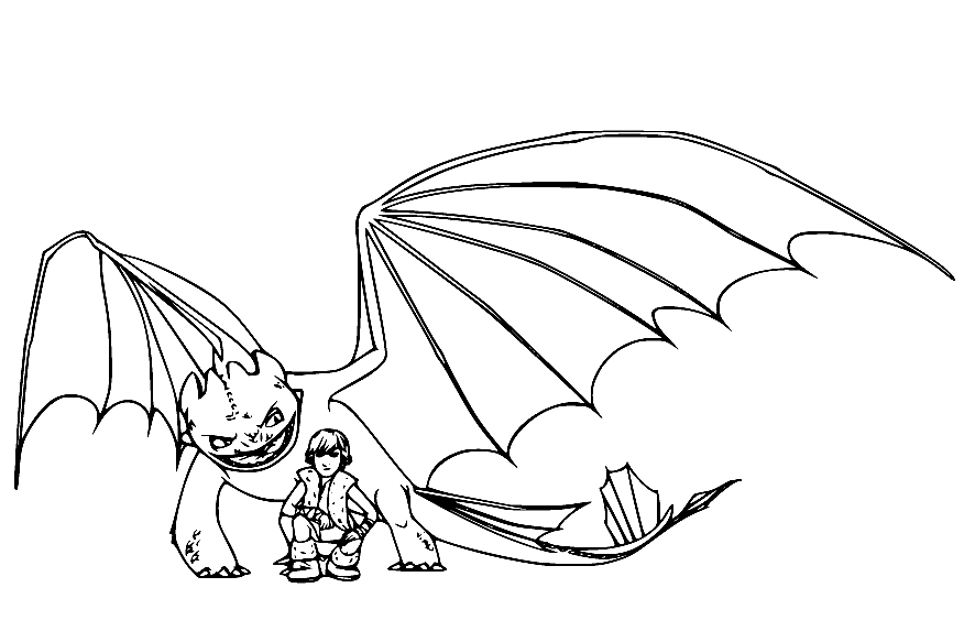 Toothless and Hiccup Coloring Page