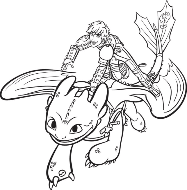 Toothless with Hiccup Coloring Page
