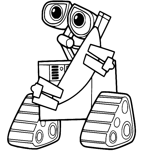 Wall-E Holds Eve Arm Coloring Page