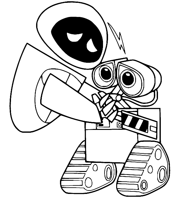 Wall-E and Eve Coloring Page