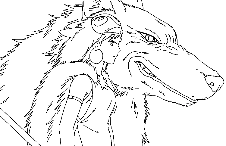 Wolfsmädchen Mononoke mit Moro von Prinzessin Mononoke