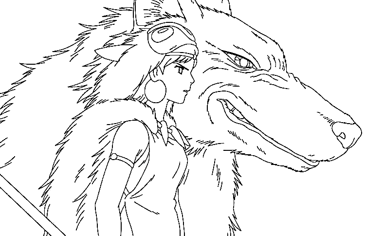 La Ragazza Lupo Mononoke con Moro della Principessa Mononoke