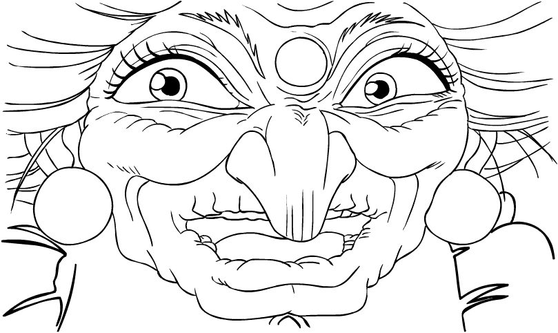 Yubaba from Spirited Away Coloring Page