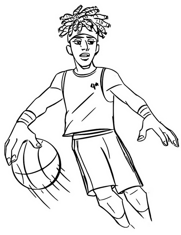 Aaron Z Playing Basketball Coloring Page