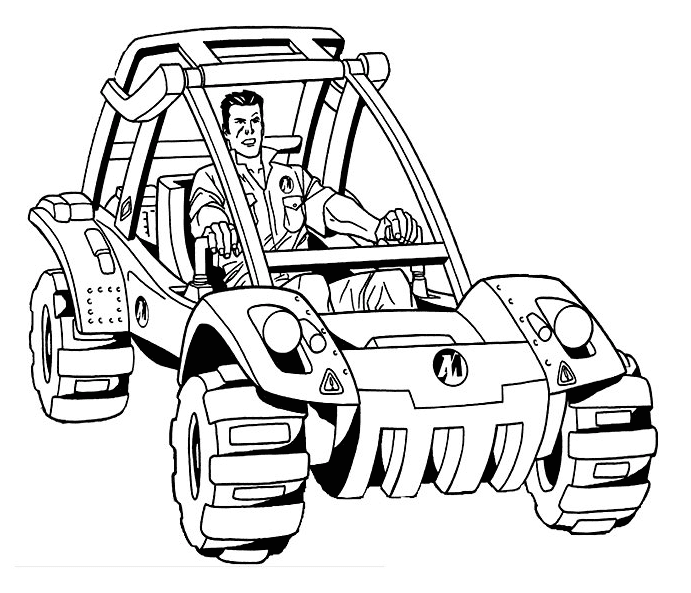 Action Man Is riding Light Strike Vehicle Coloring Page