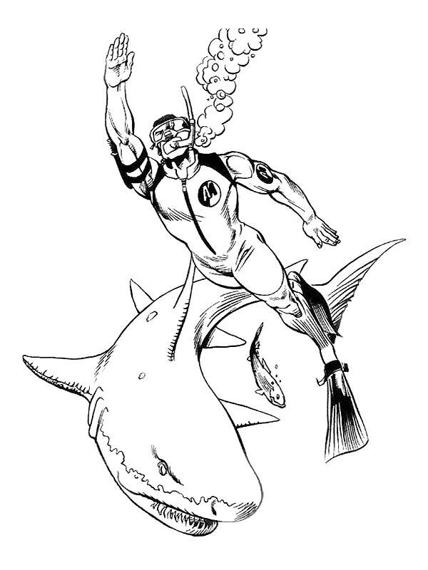 Action Man e uno squalo da Action Man