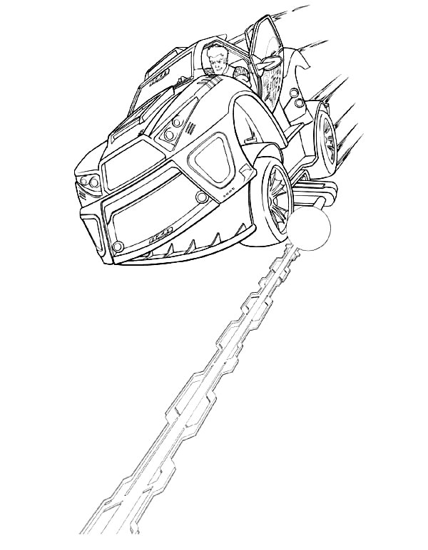 Action Man with ATOM Car Coloring Page