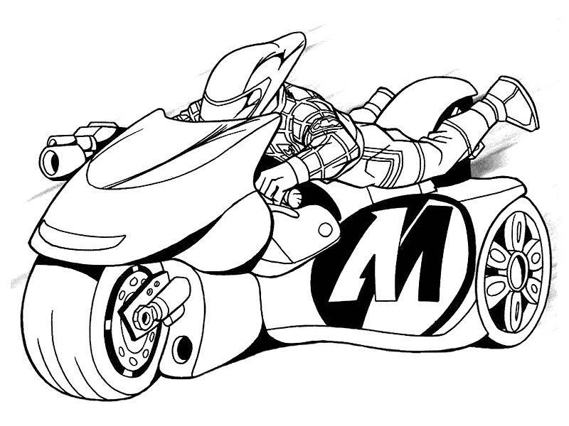 Action Man with Motorcycle Coloring Page