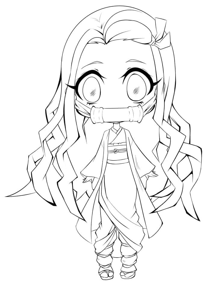 Adorable Nezuko Coloring Pages