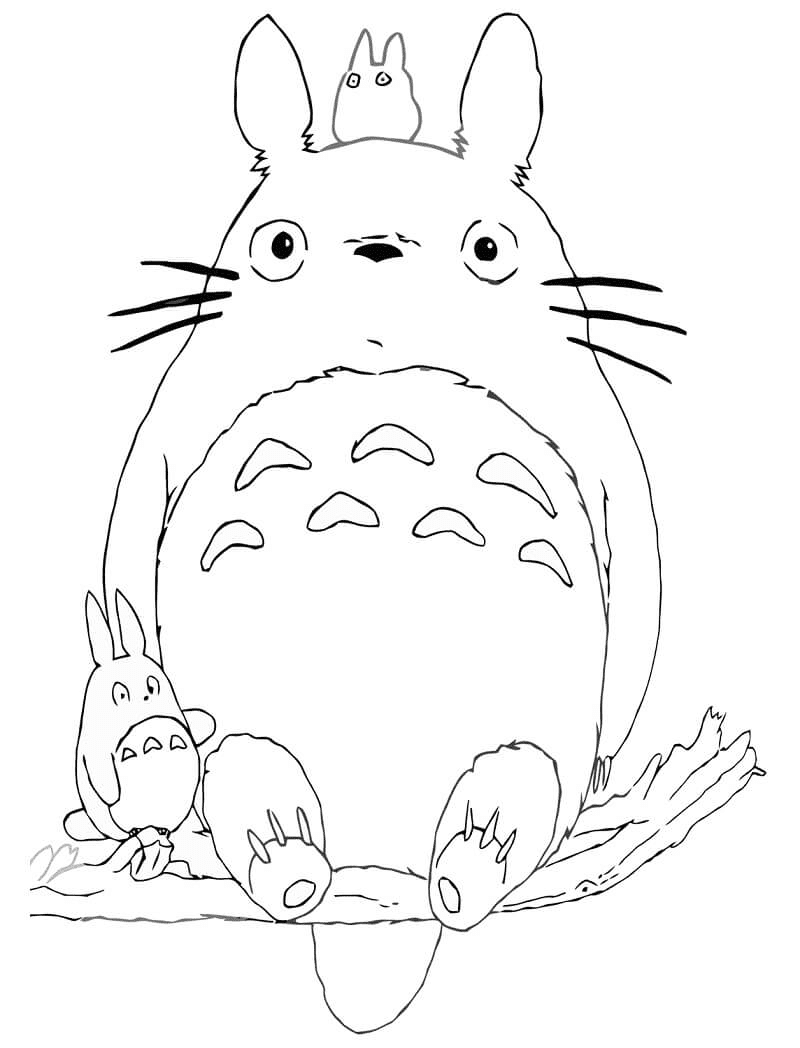 Página para colorir adorável Totoro