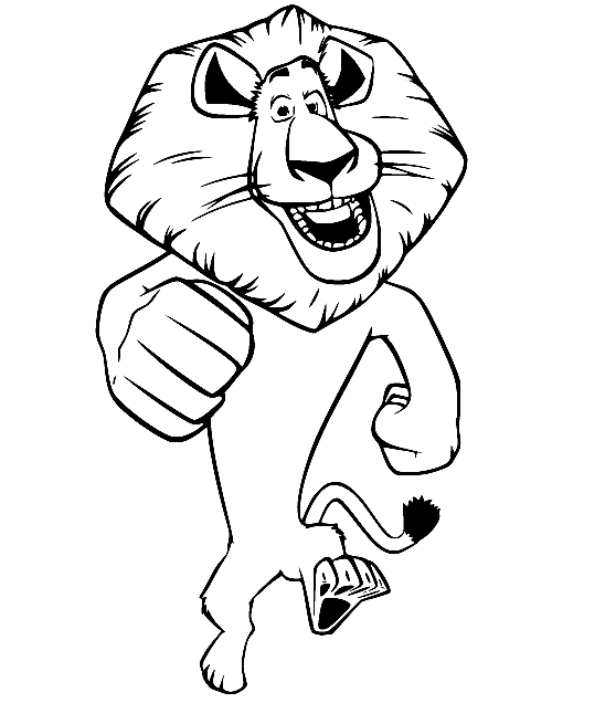 Alex Lion Running Coloring Page