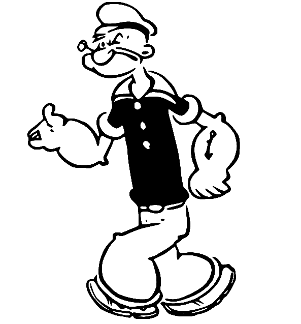 Desenho para colorir do Popeye irritado