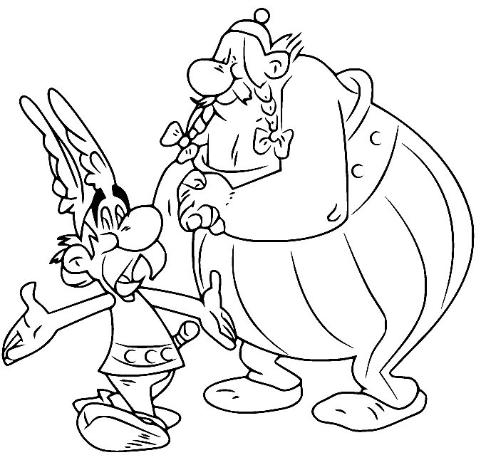 Asterix Talking with Obelix Coloring Pages