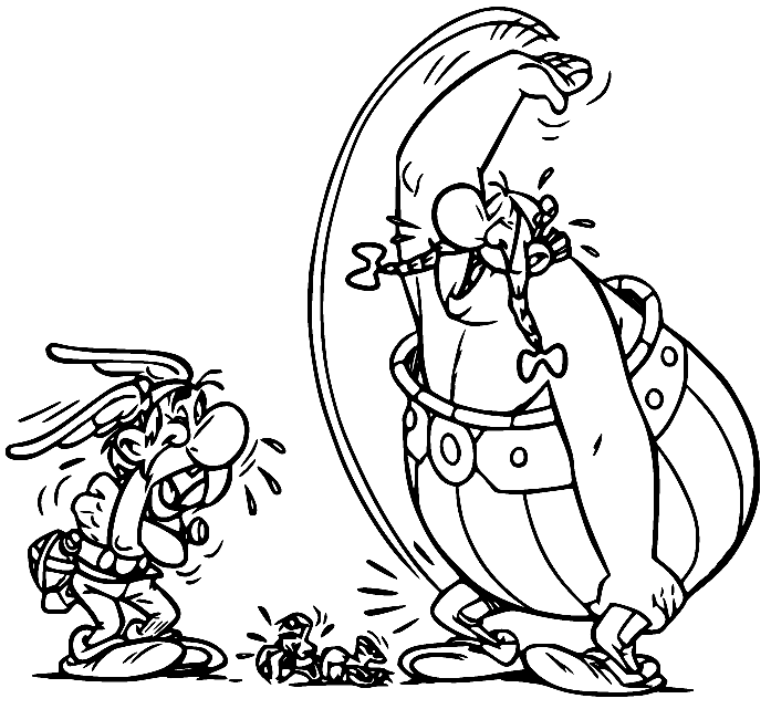 Asterix and Obelix Crying with Dogmatix from Asterix