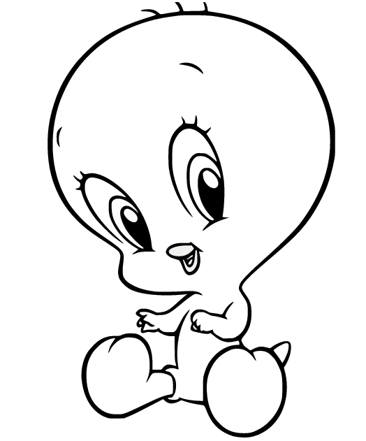 Baby Tweety Bird Sits Down Coloring Page