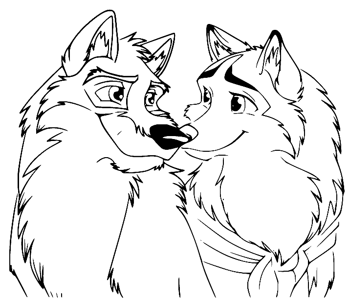 Balto and Jenna Faces Coloring Page