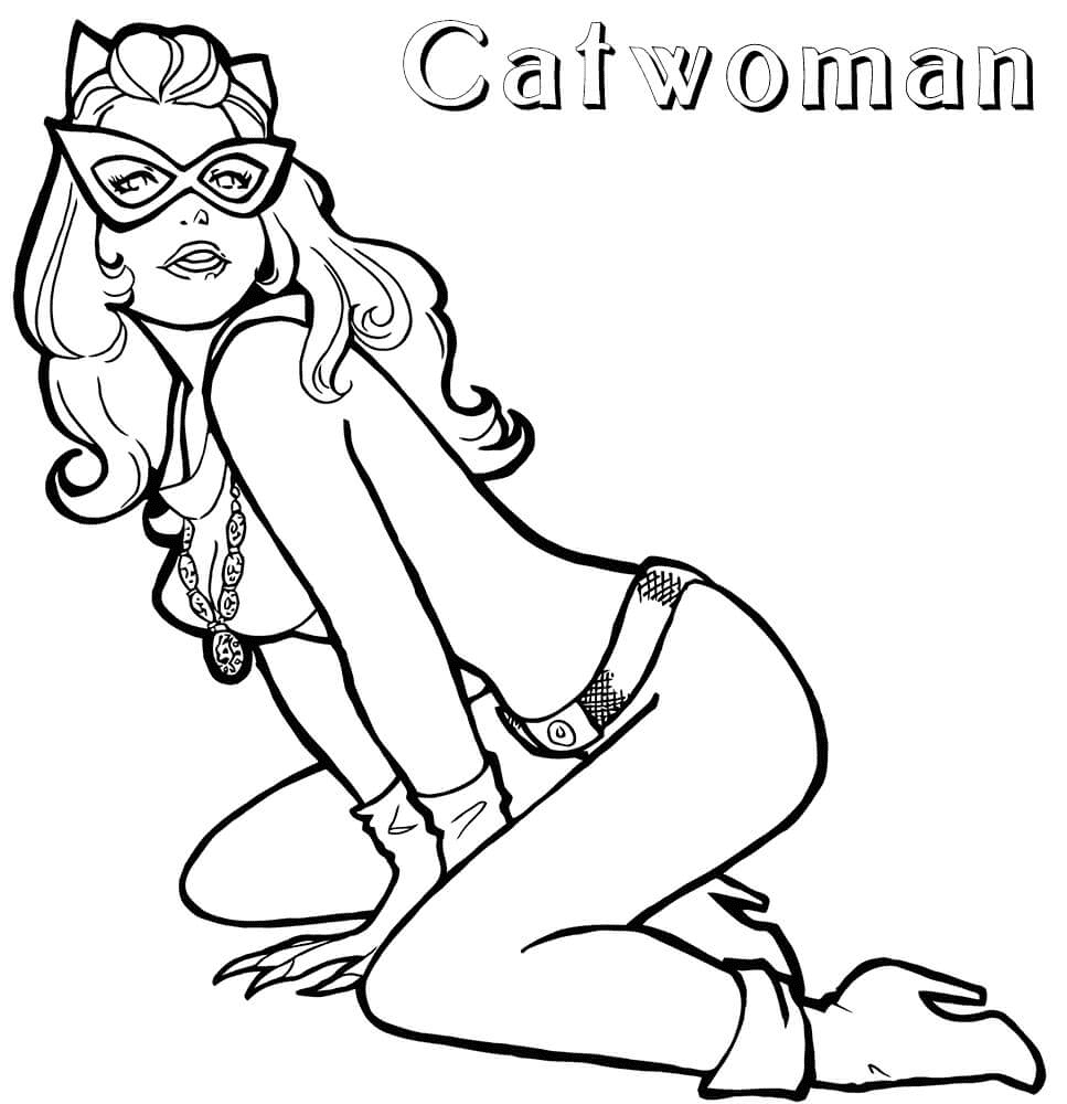 Beautiful Catwoman Coloring Page
