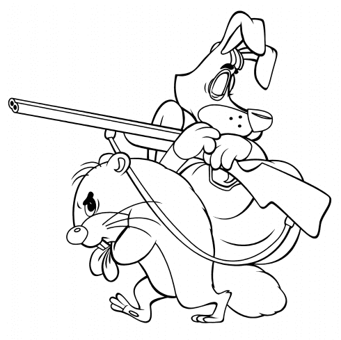Beaver carries Sharik Coloring Pages