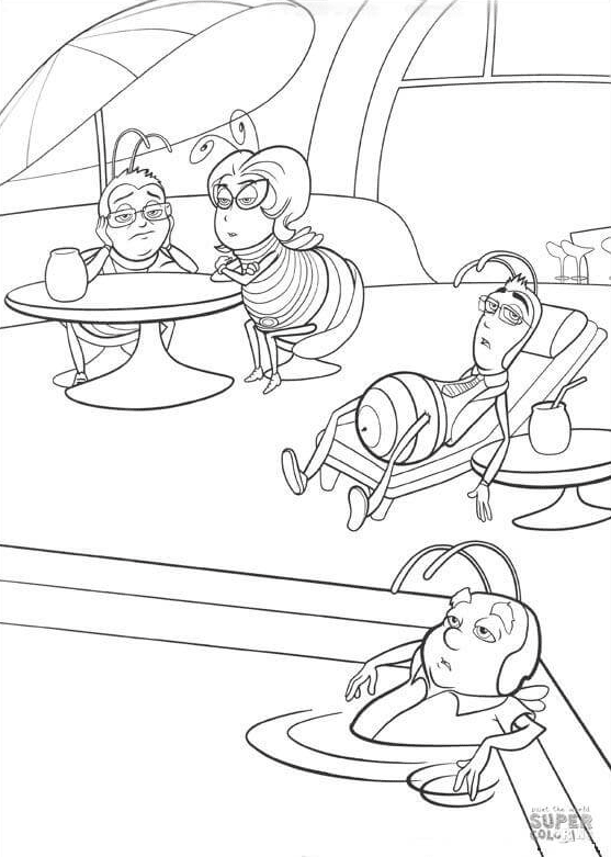 Bees Take Rest Coloring Page