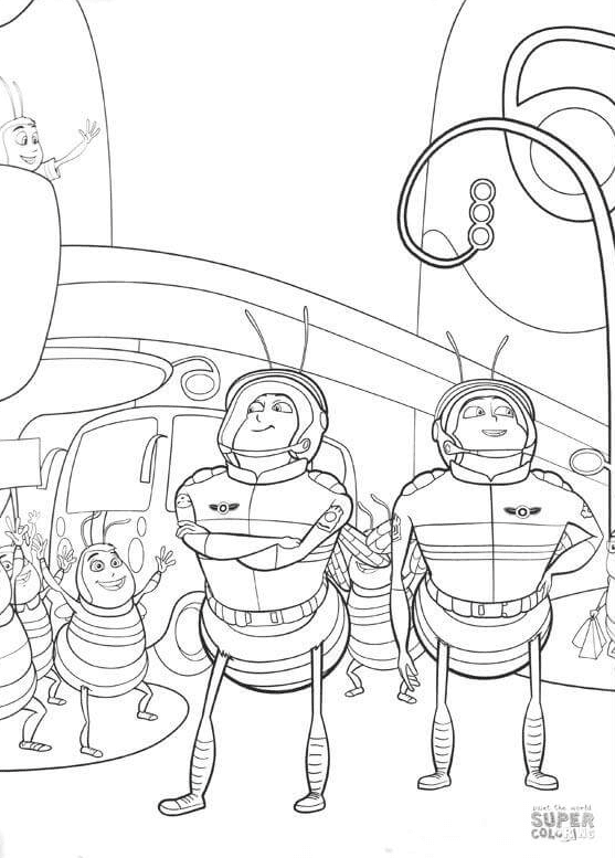 Bees in spacesuits Coloring Page