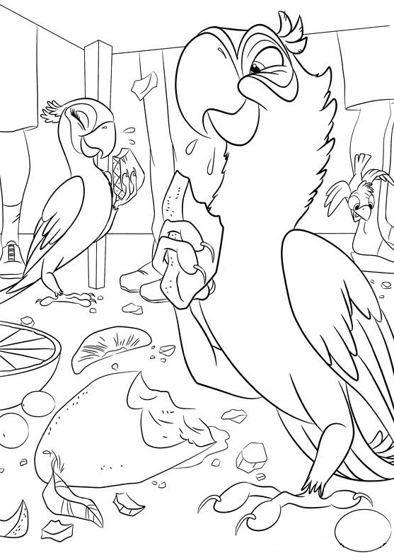 Blu with Jewel Coloring Page