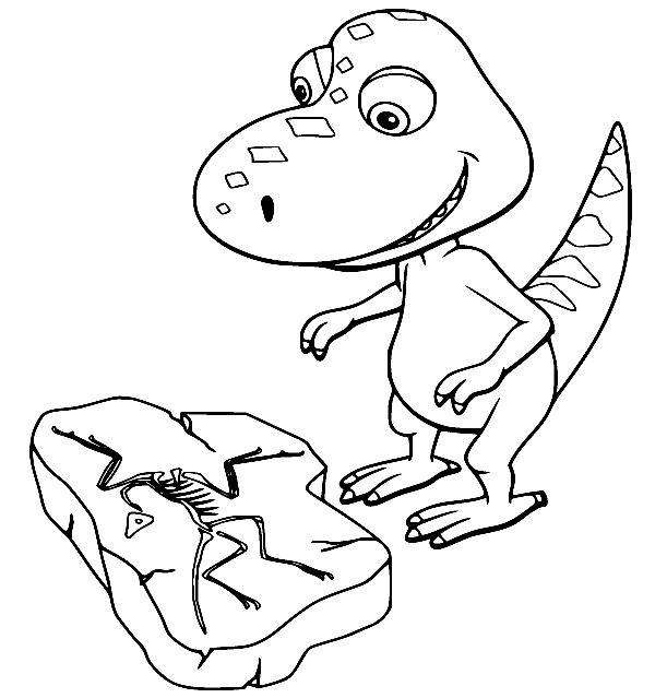 Buddy Found a Fossil Coloring Page