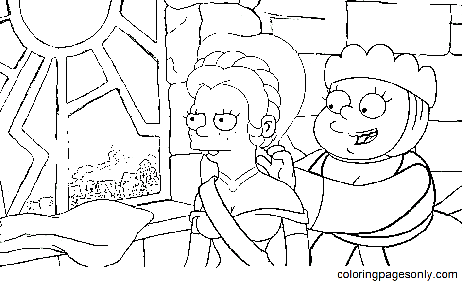 Bunty doing Bean’s hair Coloring Page