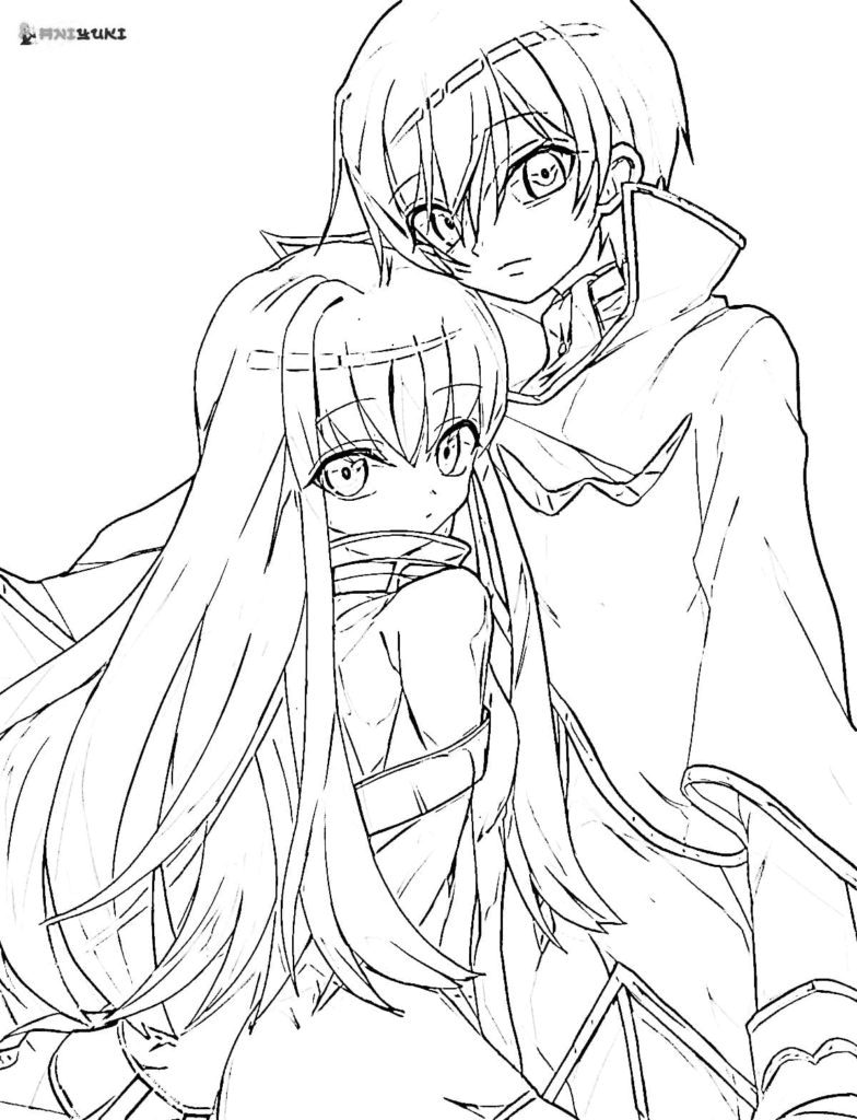 C.C. and Lelouch Coloring Page
