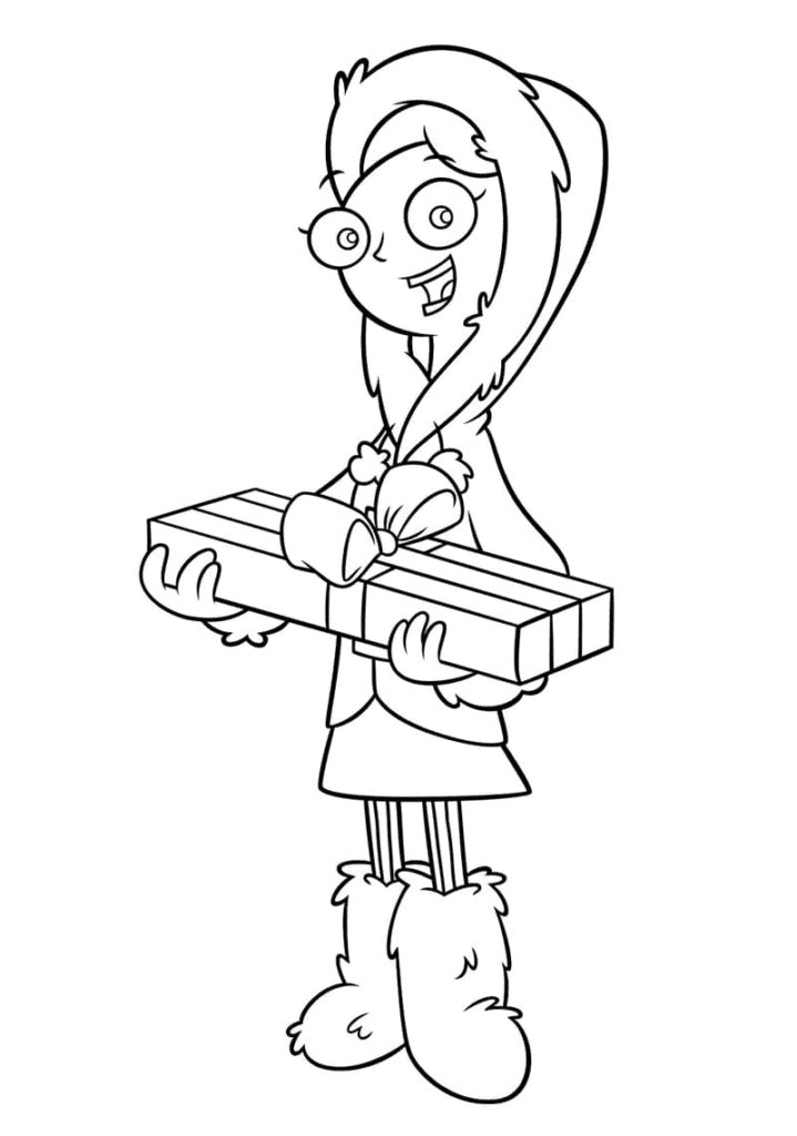 Candace Flynn with gifts from Phineas and Ferb