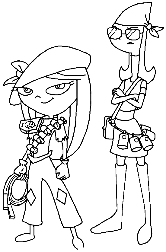 Candace and Isabella Coloring Page