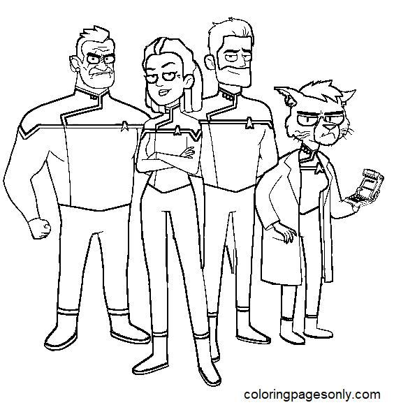 《星际迷航：下层甲板》中的卡罗尔·弗里曼、沙克斯、杰克·兰塞姆和塔安娜