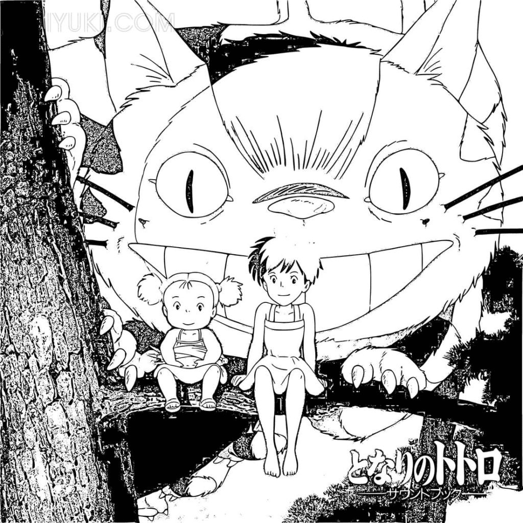 Catbus, Mei and Satsuki Kusakabe Coloring Pages