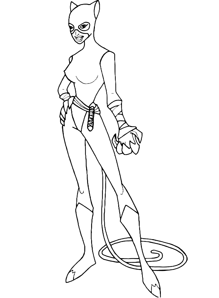 Catwoman Standing Coloring Page