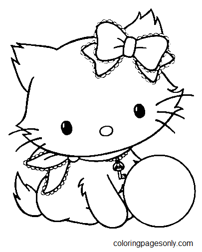 Charmmy Kitty with Ball Coloring Pages