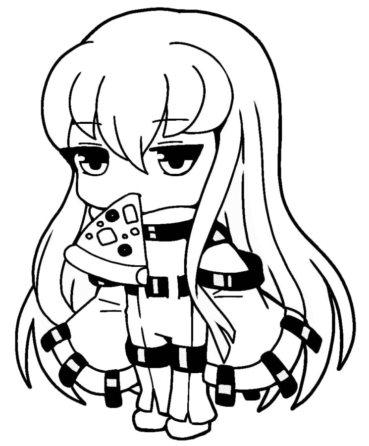 Chibi C.C. from Code Geass Coloring Page