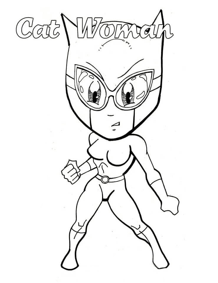 Chibi Catwoman Coloring Page